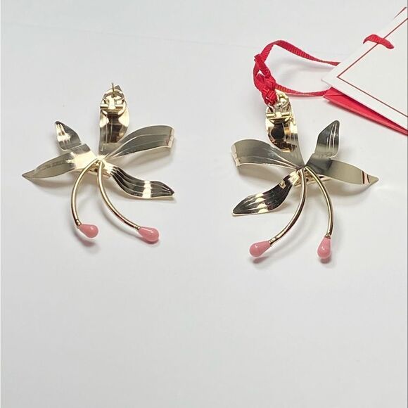 Carolina Herrera Goldtone Flower Earrings - Picture 4 of 9